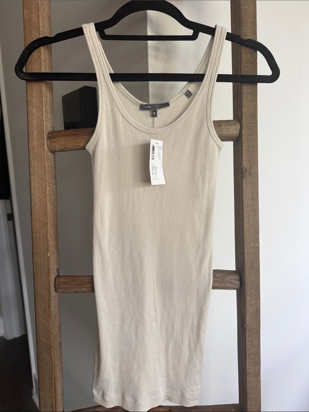 Vince Cream Ribbed Tank Top